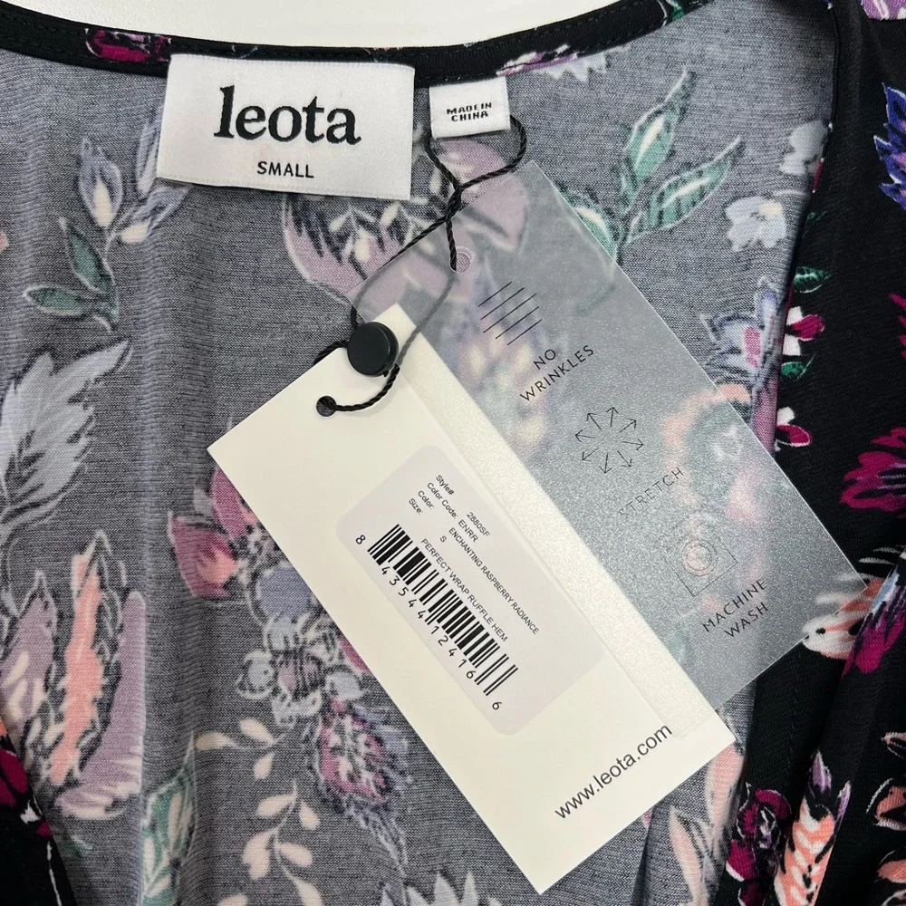 Leota Libby Faux Wrap Knit Dress Size Small New With Tags Dark Floral - Picture 5 of 13